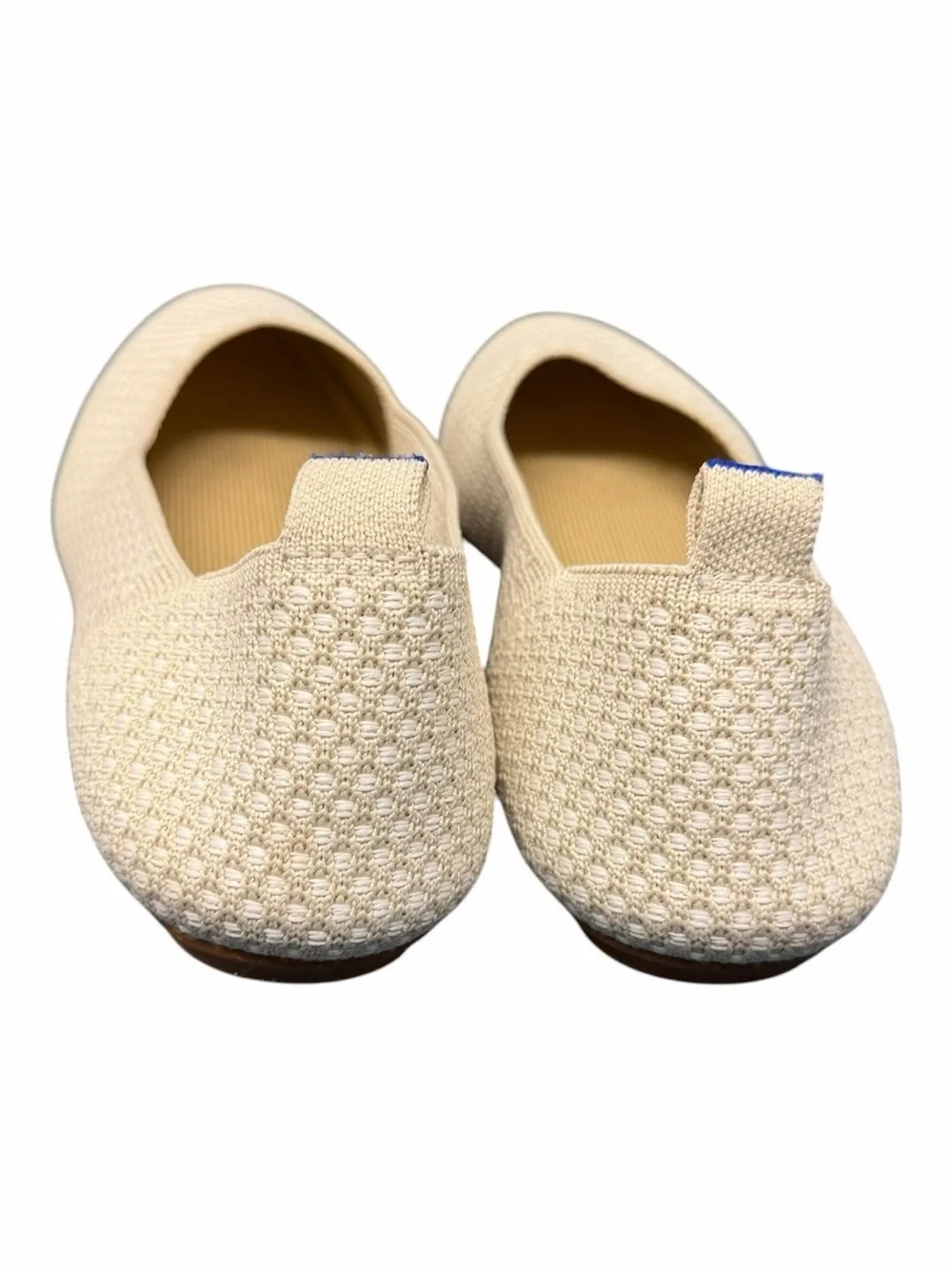 Rothy's Women's Cream Knit Ballet Flats with Blue Tab Size 9.5 - Picture 2 of 6